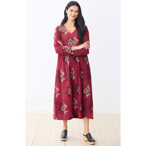 Geethali Bandana Print V-Neck Maxi Dress - Pomegranate/Multi