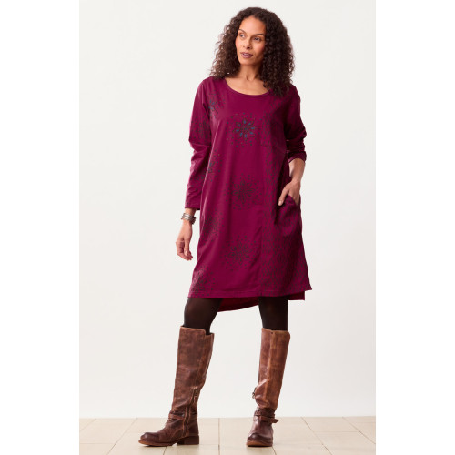 Simran Organic Cotton Jersey Tunic Dress - Black cherry/Ebony Simran Organic Cotton Jersey Tunic Dress - Black cherry/Ebony