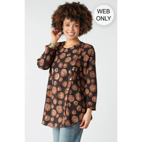 Smitali Scoop-Neck Swing Tunic - Black/Multi Smitali Scoop-Neck Swing Tunic - Black/Multi