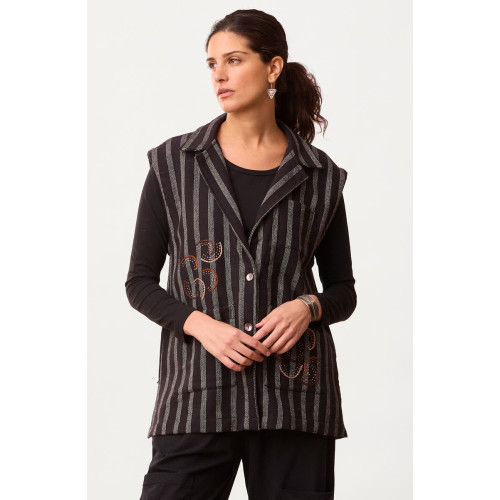Saisha Textured Cotton Blazer Vest - Black Saisha Textured Cotton Blazer Vest - Black