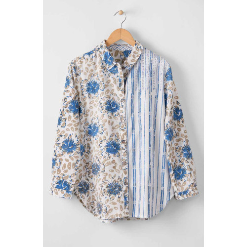 Jeevan Organic Shirt - White/Lapis
