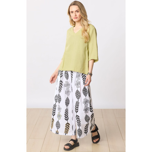 Nishi Organic Cotton Wide-Leg Pant - White/Black Nishi Organic Cotton Wide-Leg Pant - White/Black