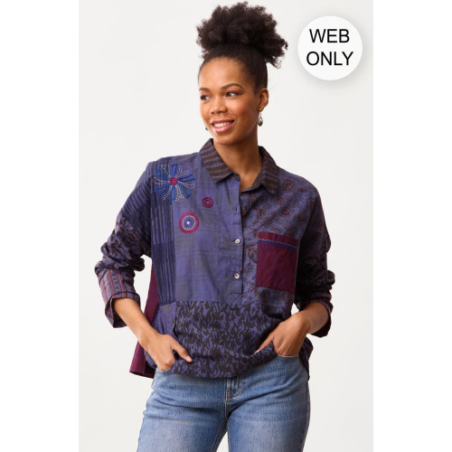 Neela Deadstock Boxy Shirt - Blue Neela Deadstock Boxy Shirt - Blue