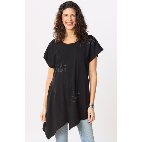 Sonali Cotton Jersey Asymmetrical Top - Black Sonali Cotton Jersey Asymmetrical Top - Black