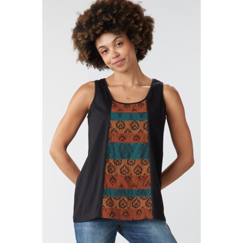 Kripa Patchwork A-line Tank - Black/Multi